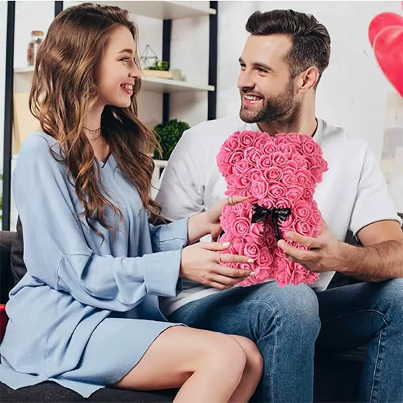 Charming Artificial Rose Teddy Bear – Perfect Gift for Valentine's Day & Anniversaries, Available with or without Gift Box