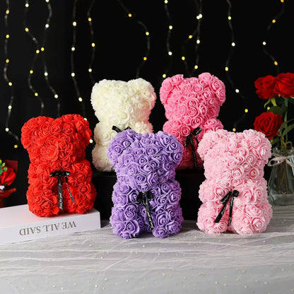 Charming Artificial Rose Teddy Bear – Perfect Gift for Valentine's Day & Anniversaries, Available with or without Gift Box
