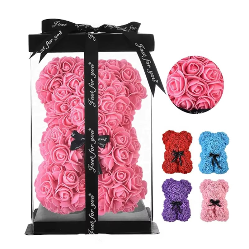 Charming Artificial Rose Teddy Bear – Perfect Gift for Valentine's Day & Anniversaries, Available with or without Gift Box